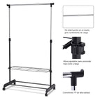 Cabideiro com Rodas e 2 Prateleiras para Roupa e Calçado com Altura Ajustável 168 x 84 x 42 cm — foto 8