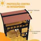 Casa para Gatos de Madeira 84x60x116 cm Abrigo para Gatos de 4 Níveis para Exterior com Ponte Suspensa Varanda e Telhado Asfáltico Natural — foto 5