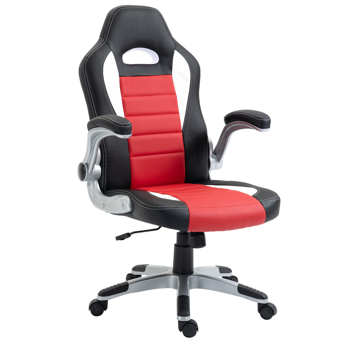 Cadeira de escritório ergonômica Altura ajustável Apoios de braços dobráveis com 5 rodas carga 120 kg 65x69x112-122 cm — foto 1