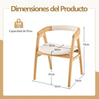 Cadeira de Bambu com Encosto Curvo e Almofada Estofada para Sala e Refeições Natural — foto 3