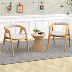 Cadeira de Bambu com Encosto Curvo e Almofada Estofada para Sala e Refeições Natural — foto 4