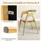 Cadeira de Bambu com Encosto Curvo e Almofada Estofada para Sala e Refeições Natural — foto 9