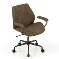 Cadeira de Escritório Regulável com Apoios Acolchoados Base 5 Rodas Capacidade 150kg 68x66x85-92cm Verde Oliva — foto 2