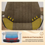Cadeira de Escritório Regulável com Apoios Acolchoados Base 5 Rodas Capacidade 150kg 68x66x85-92cm Verde Oliva — foto 7
