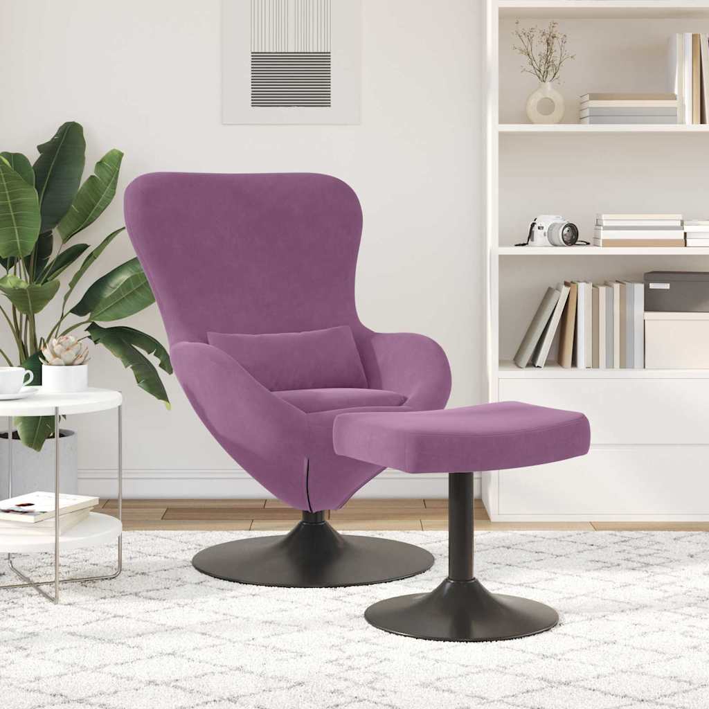 Cadeira Egg com Puff Roxo Veludo — foto 3