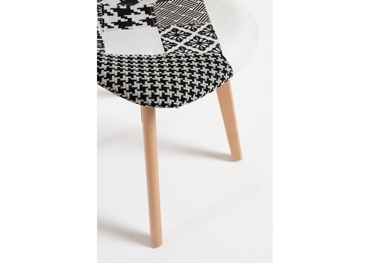 Cadeira Mona Patchwork — Patchwork branco e preto — foto 7