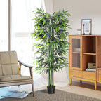 Bambú Artificial 180cm com Ramos Realistas Planta Sintética Decorativa com Vaso para Sala de Estar Escritório Ø20x180cm Verde — foto 4