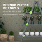 Suporte de Madeira para Plantas Dobrável Estante Decorativo para Vasos de 3 Níveis com Estrutura em Forma de A para Jardim Pátio Varanda 100x36x112 cm Cinza — foto 4
