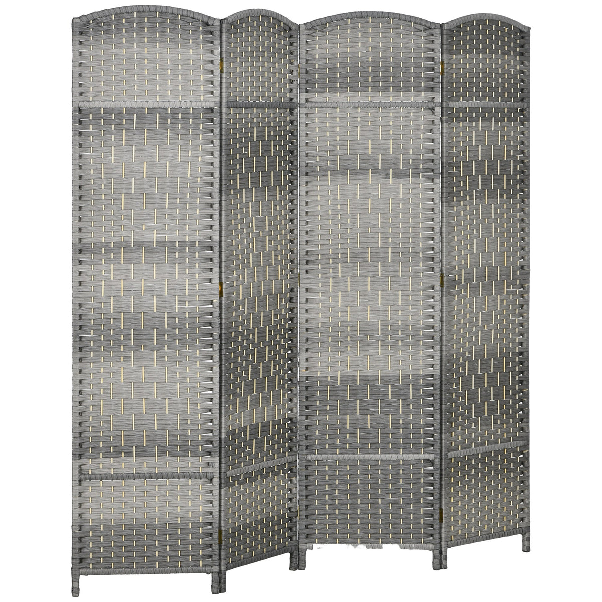 Biombo Dobrável de 4 Painéis Divisor de Ambientes 180x180 cm Ecrã de Privacidade de Polipropileno para Escritório Quarto Cinza Misto — foto 1