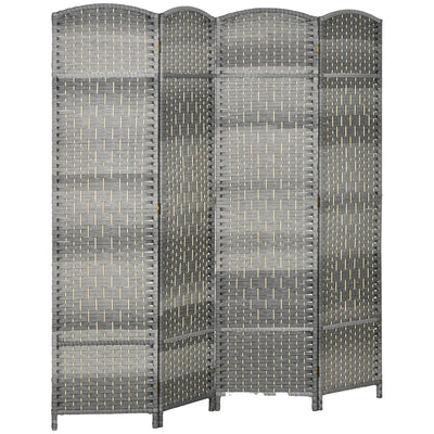 Paravent Pliable 4 Panneaux Séparateur d'Espaces 180x180 cm Écran d'Intimité en Polypropylène pour Bureau Chambre Gris Mélangé