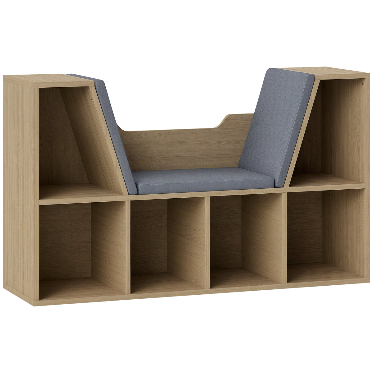 Estante para Livros com Banco Integrado e 6 Cubos Estante Infantil com Assento 102x30x61 cm Madeira e Cinzento — foto 1