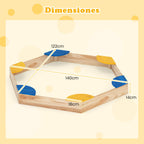 Caixa de Areia Hexagonal em Madeira com Macetero e 6 Assentos para Crianças 3+ Anos 140x122x14cm — foto 3