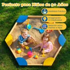 Caixa de Areia Hexagonal em Madeira com Macetero e 6 Assentos para Crianças 3+ Anos 140x122x14cm — foto 6