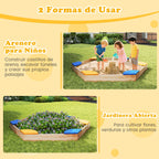 Caixa de Areia Hexagonal em Madeira com Macetero e 6 Assentos para Crianças 3+ Anos 140x122x14cm — foto 9