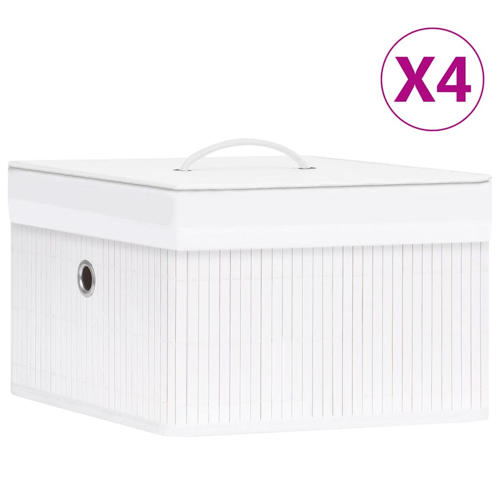 Caixas de arrumação 4 pcs bambu branco — foto 1