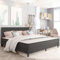 Cama boxspring 200x200 cm tecido cinzento — foto 1