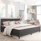 Cama boxspring 200x200 cm tecido cinzento — foto 1