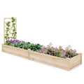 Cama de jardim elevada com 2 compartimentos e treliça em madeira de abeto natural 235 x 63 x 102 cm — foto 2