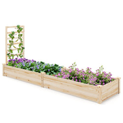 Cama de jardim elevada com 2 compartimentos e treliça em madeira de abeto natural 235 x 63 x 102 cm — foto 2