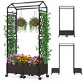 Cama de Jardim Elevada com Auto-Rega, Treliça e Rodas Bloqueáveis para Plantas Trepadoras — foto 2
