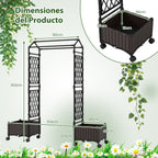 Cama de Jardim Elevada com Auto-Rega, Treliça e Rodas Bloqueáveis para Plantas Trepadoras — foto 3
