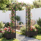 Cama de Jardim Elevada com Auto-Rega, Treliça e Rodas Bloqueáveis para Plantas Trepadoras — foto 4