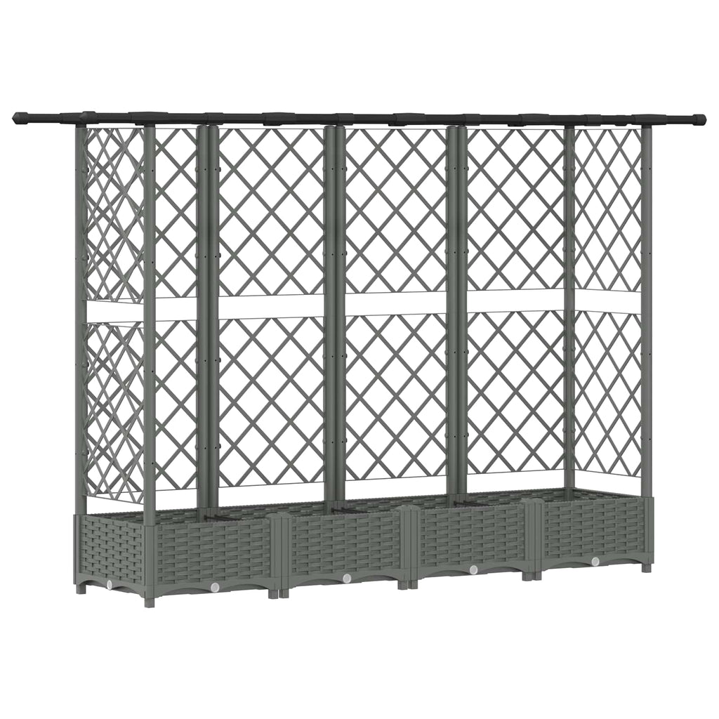 Cama Elevada com Treliça e Telhado Cinzento-claro PP — foto 2
