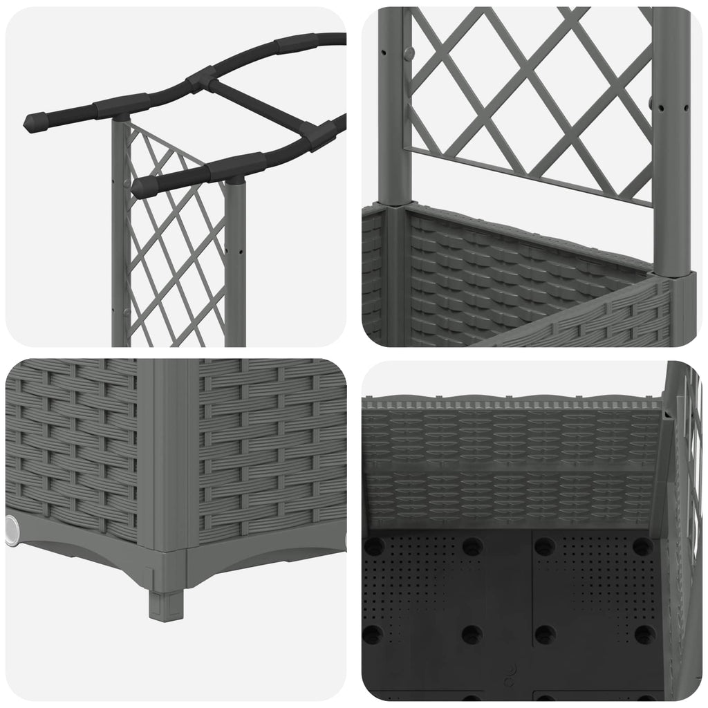 Cama Elevada com Treliça e Telhado Cinzento-claro PP — foto 6