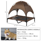 Cama Elevada para Animais de Estimação Portátil com Toldo Amovível Tecido Respirável para Interior e Exterior 92x76x90cm Marrom — foto 3
