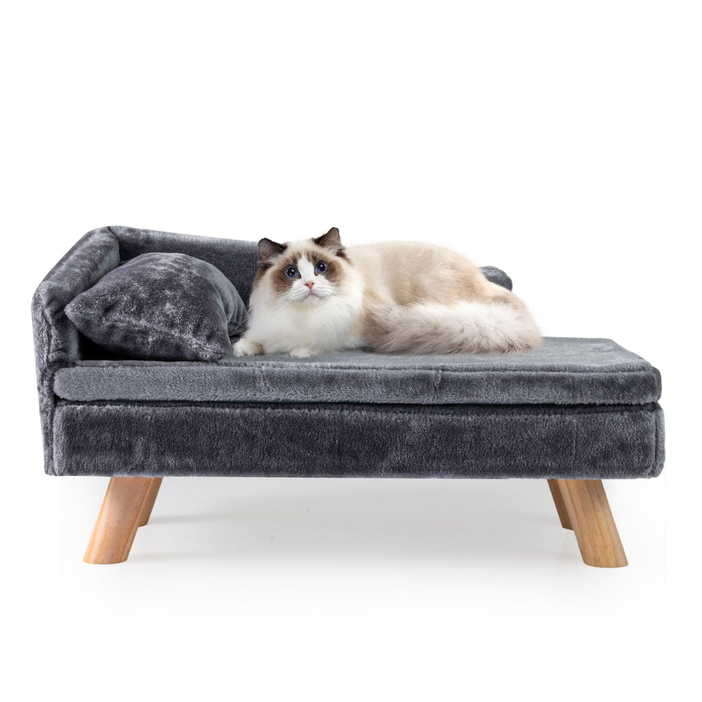 Cama-Sofá Elevada para Animais de Estimação com Almofada Removível e Encosto Alto 71x43x40 cm Cinzento Escuro — foto 2