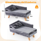 Cama-Sofá Elevada para Animais de Estimação com Almofada Removível e Encosto Alto 71x43x40 cm Cinzento Escuro — foto 3