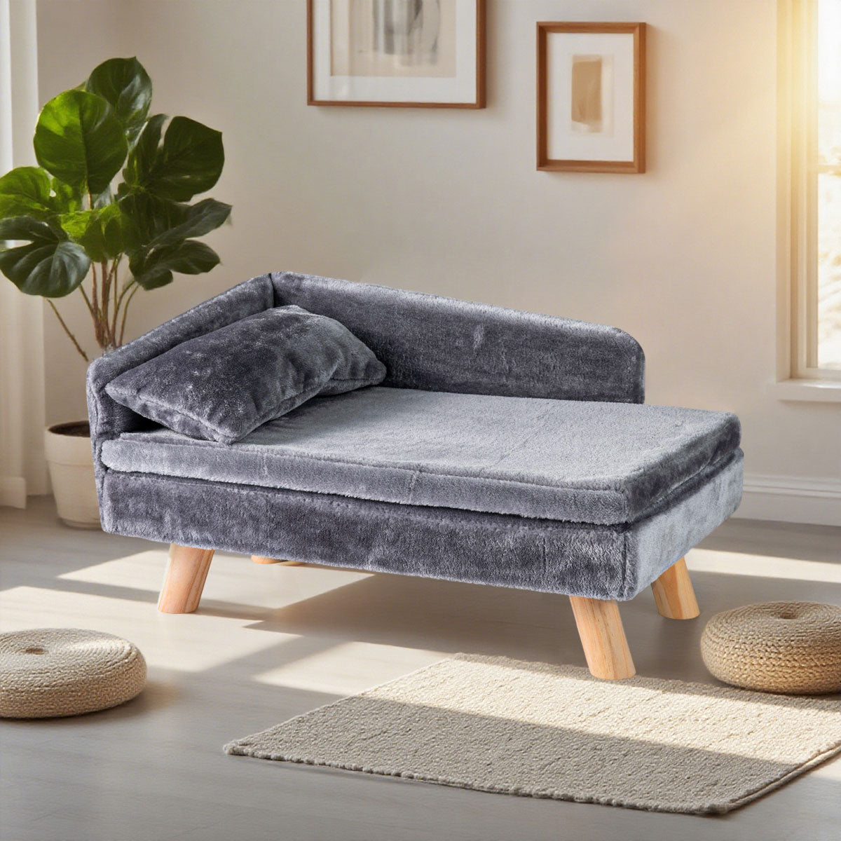 Cama-Sofá Elevada para Animais de Estimação com Almofada Removível e Encosto Alto 71x43x40 cm Cinzento Escuro — foto 4