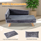 Cama-Sofá Elevada para Animais de Estimação com Almofada Removível e Encosto Alto 71x43x40 cm Cinzento Escuro — foto 6