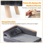 Cama-Sofá Elevada para Animais de Estimação com Almofada Removível e Encosto Alto 71x43x40 cm Cinzento Escuro — foto 7