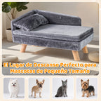 Cama-Sofá Elevada para Animais de Estimação com Almofada Removível e Encosto Alto 71x43x40 cm Cinzento Escuro — foto 8