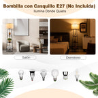 Candeeiro de Pé com Prateleiras e Abajur de Linho - Base E27 220-240V - Castanho — foto 7
