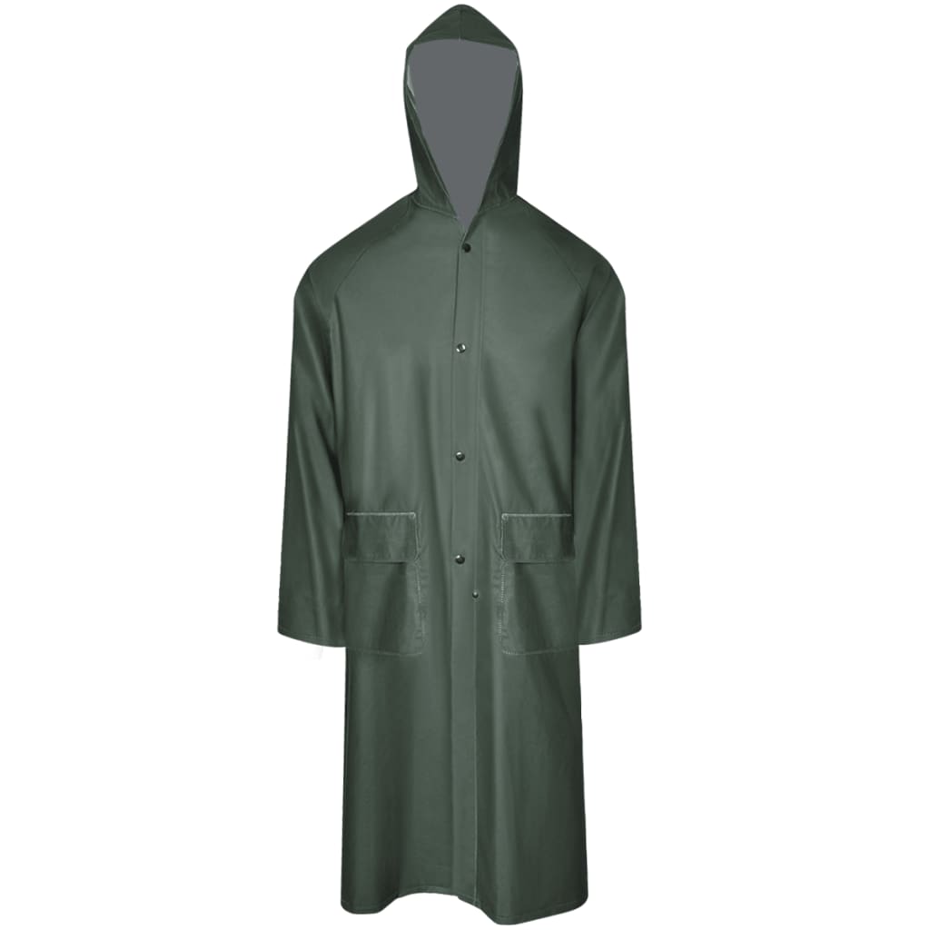 Capa de chuva comprida resistente e impermeável + capuz verde L — foto 1