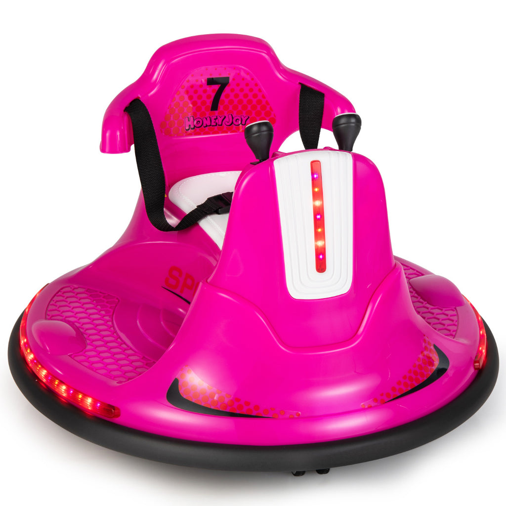 Carro de Choques Elétrico para Crianças com Controlo Duplo e Rotação 360° – Rosa — foto 2