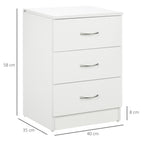 Mesa de Cabeceira Moderna Mesa de Cabeceira com 3 Gavetas e Puxadores de Alumínio para Dormitório 40x35x58 cm Branco — foto 3