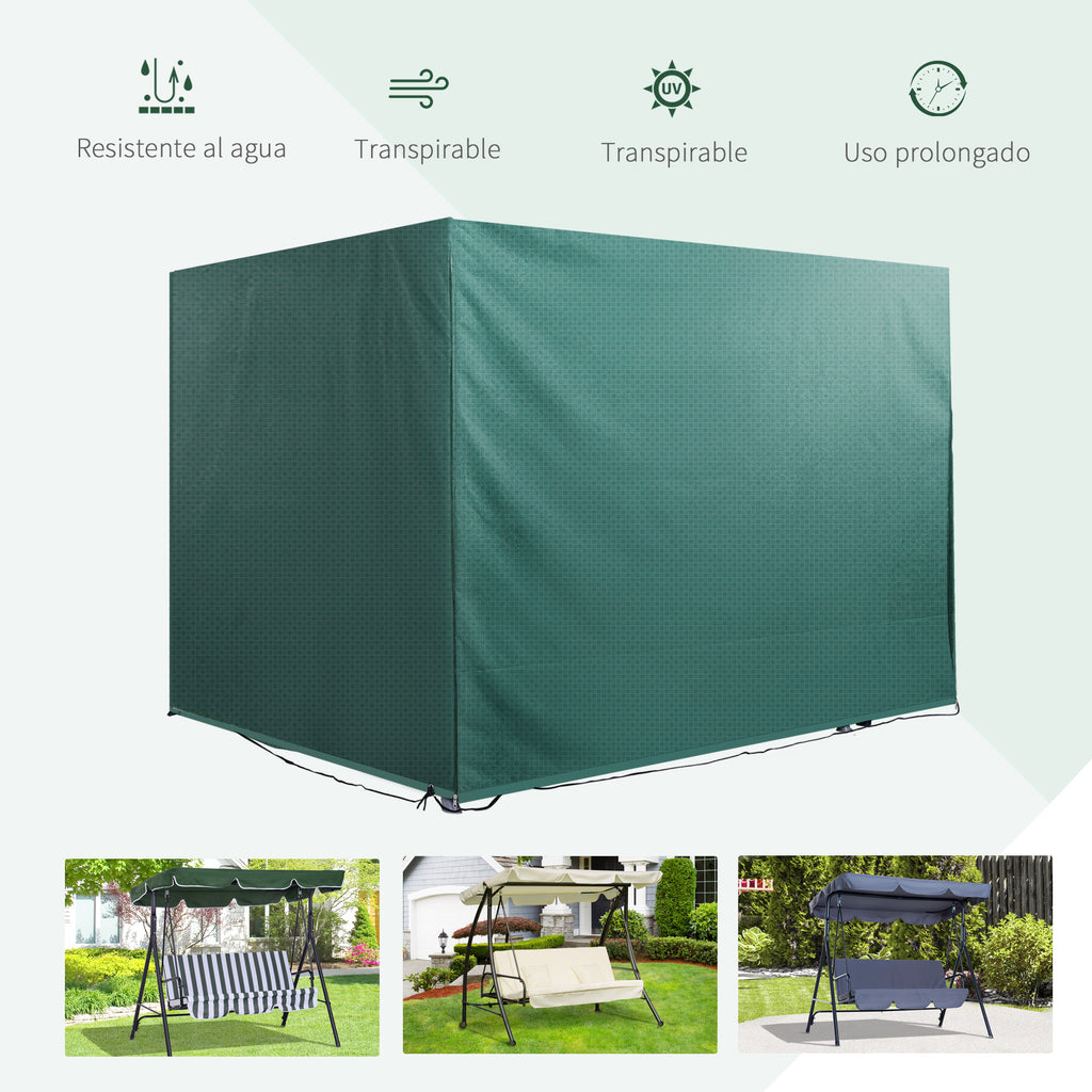 Capa de Proteção para Baloiço de Jardim, Capa Impermeável com Fecho, 215x155x150 cm, Verde — foto 4