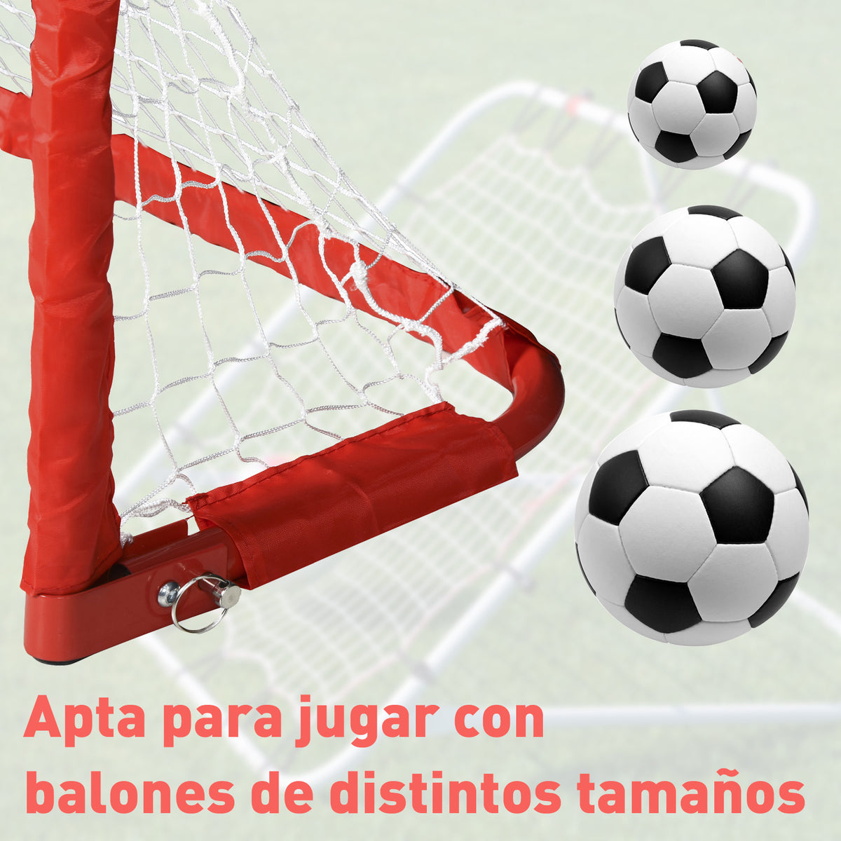 Conjunto de 2 balizas de futebol dobráveis ​​com rede Tetrolon para a prática de futebol 90x36x 60cm vermelho — foto 5