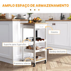 Carrinho de cozinha Carrinho de serviço de 4 níveis com rodas giratórias Gaveta Prateleiras Garrafeira Armazenamento De Cozinha Sala de estar Sala de jantar 37x37x76 cm Branco — foto 4