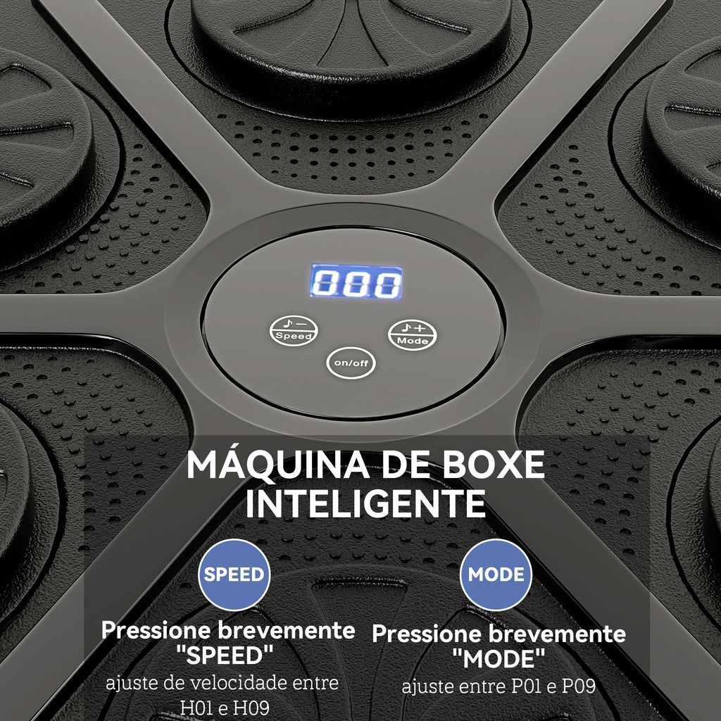 Máquina de Boxe Musical com 9 Modos de Velocidade Luvas e Conexão Bluetooth Boxe Musical de Parede com Luzes LED para Adultos e Crianças em Casa Escritório Ginásio 41,8x44,6x7,5 cm Preto — foto 4