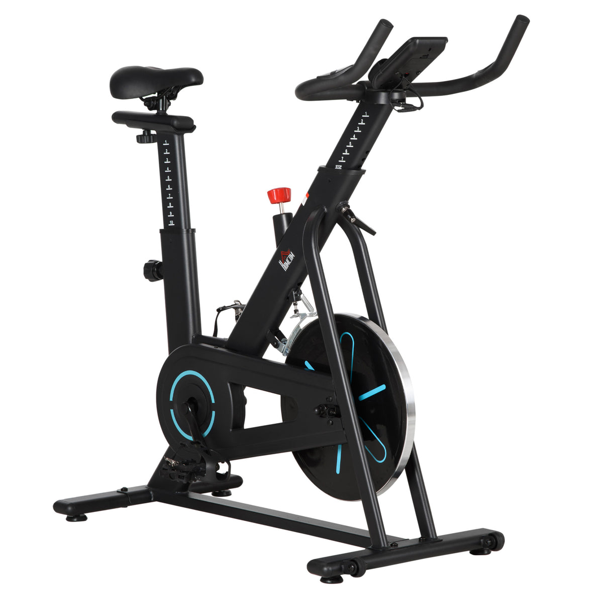 Bicicleta Estática com Volante de Inércia de 6,5kg Bicicleta Fitness com Assento e Guiador com Altura Ajustável Ecrã LCD e Rodas para Casa 110x52x105x120cm Preto — foto 1