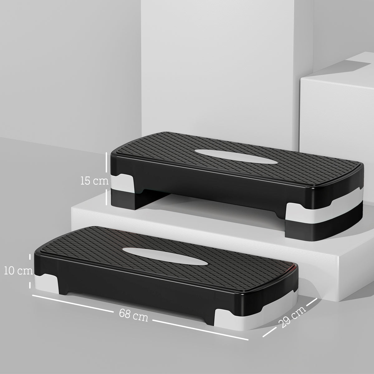 Step para Exercício Aeróbico Plataforma Step com Altura Ajustável em 2 Níveis com Carga Máxima 120kg para Exercício em Academia Casa 68x29x10-15cm Preto — foto 3