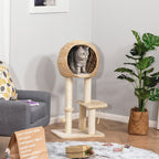 Árvore arranhador para gatos Torre de escalada com plataformas caverna corda de brincar poste de sisal 48x40x100 cm Bege — foto 2
