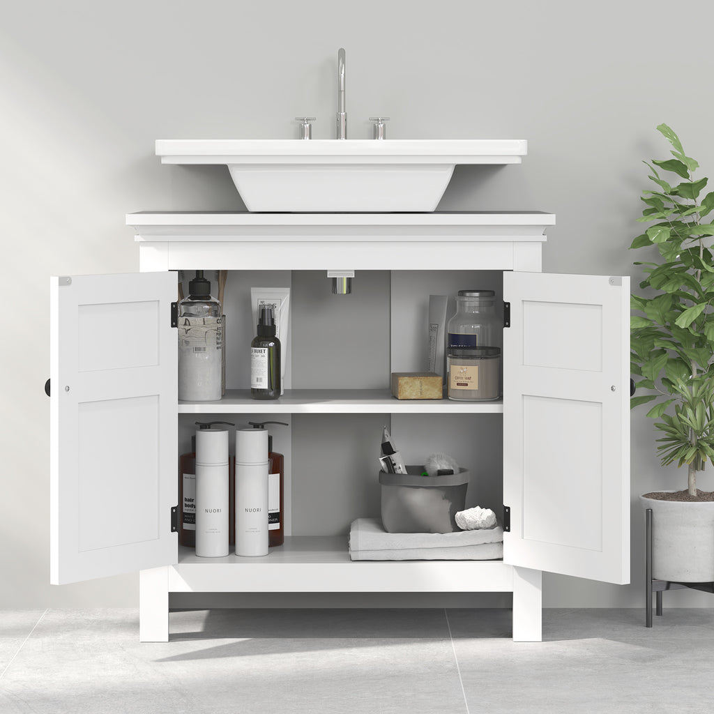 Móvel para Lavatório Pousar Móvel para Lavatório Moderno com Prateleira Ajustável e Portas Magnéticas 60x30x60 cm Branco — foto 7