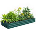 Floreira Exterior Grande Retangular em Aço Galvanizado, Horta Urbana para Plantas, Vaso Grande Exterior com Base Aberta, Resistente às Intempéries, 241x90,5x30 cm, Verde — foto 1