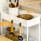 Carrinho Auxiliar com Rodas Carrinho de Armazenamento com 4 Cestas e 4 Ganchos Amovíveis para Cozinha Casa de Banho Sala de Estar 40x19x90 cm Branco — foto 4