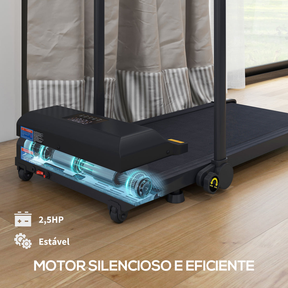 Passadeira Dobrável, Caminhadora Elétrica para Casa 2 em 1, Debaixo da Secretária com 2,5HP, 10 km/h, Ecrã LED e Controlo Remoto, Portátil para Ginásio e Escritório, Preto — foto 4